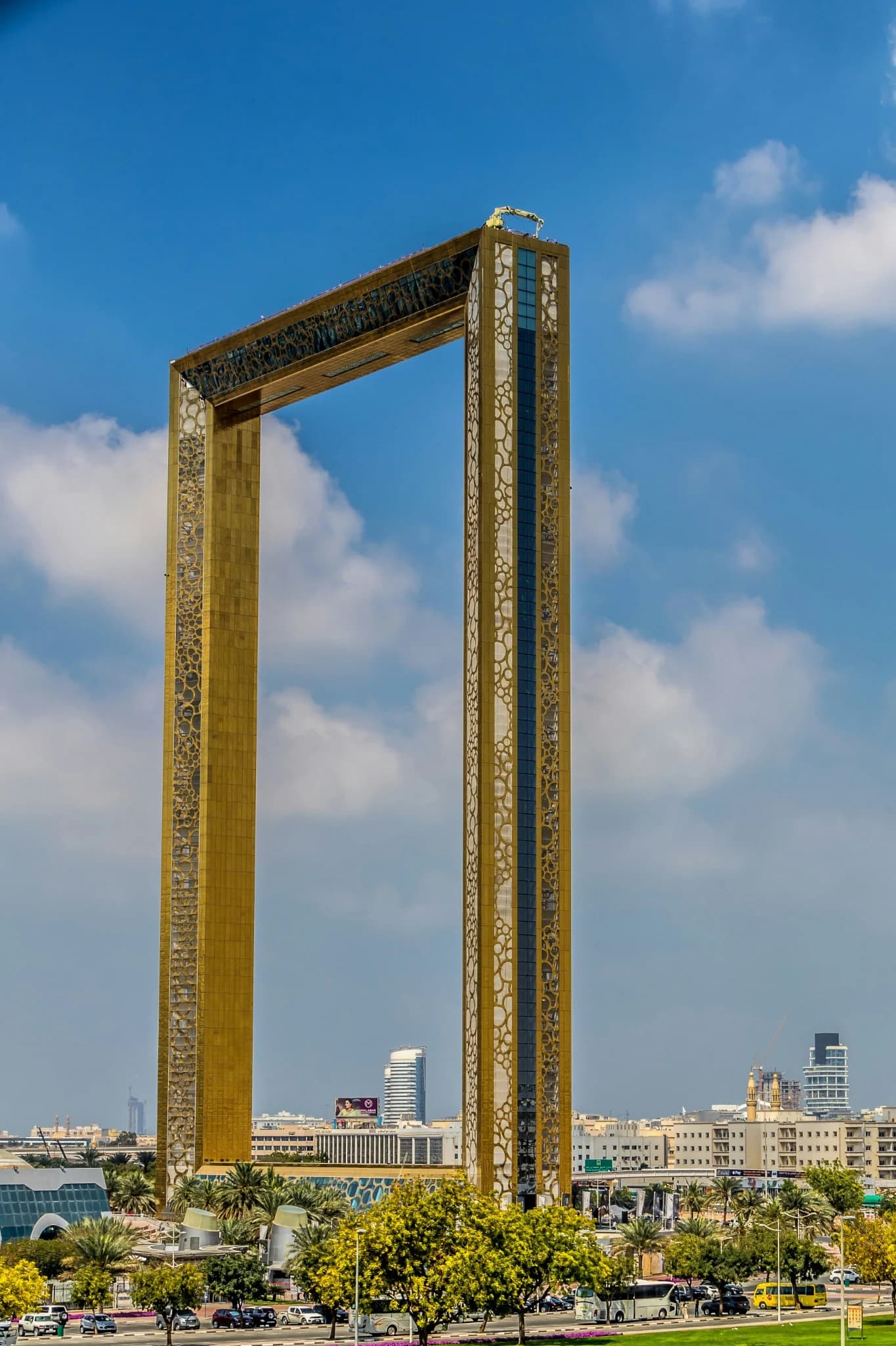 Dubai Frame against a blue sky