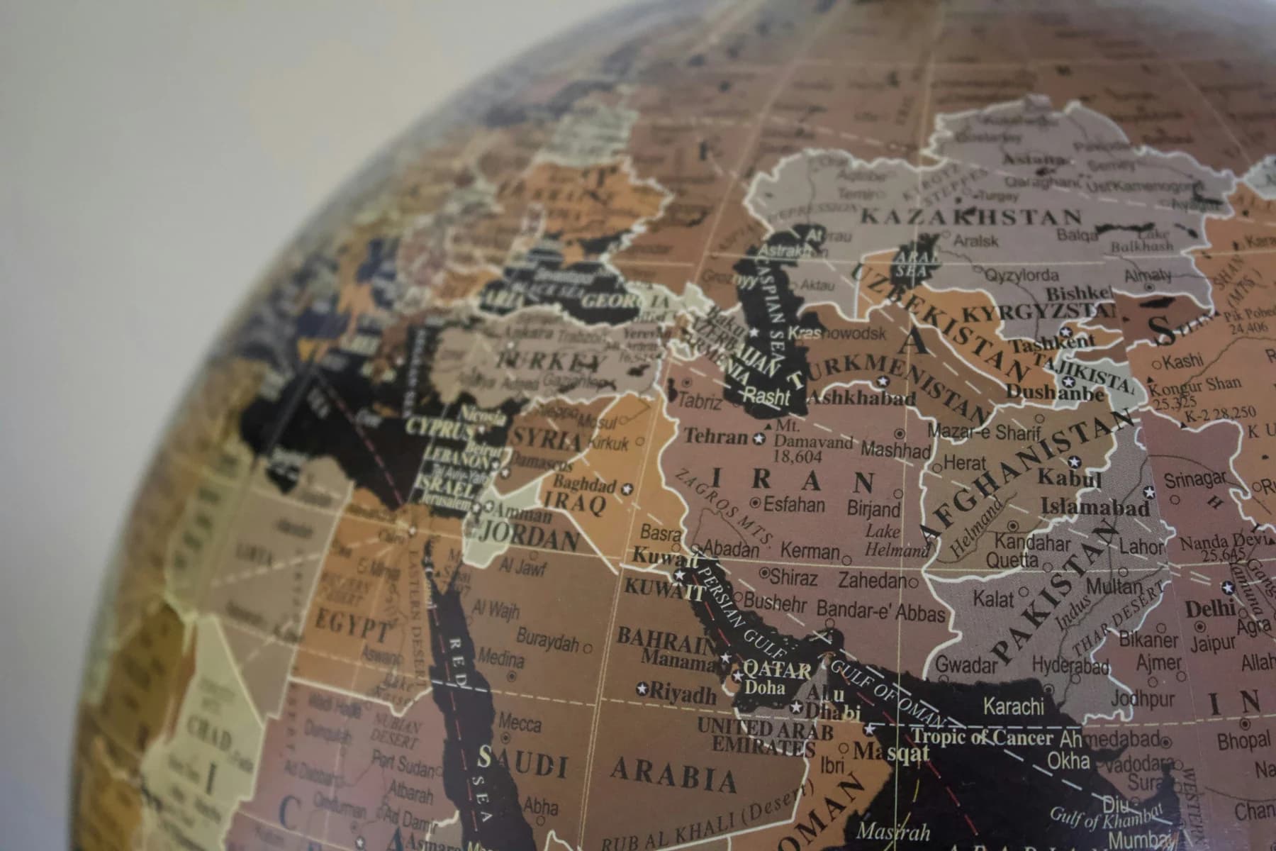 World globe showing international destinations